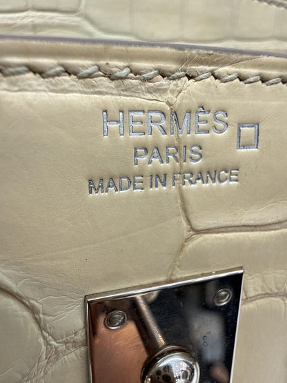 BETON MATTE ALLIGATOR BIRKIN 25 PALLADIUM HARDWARE