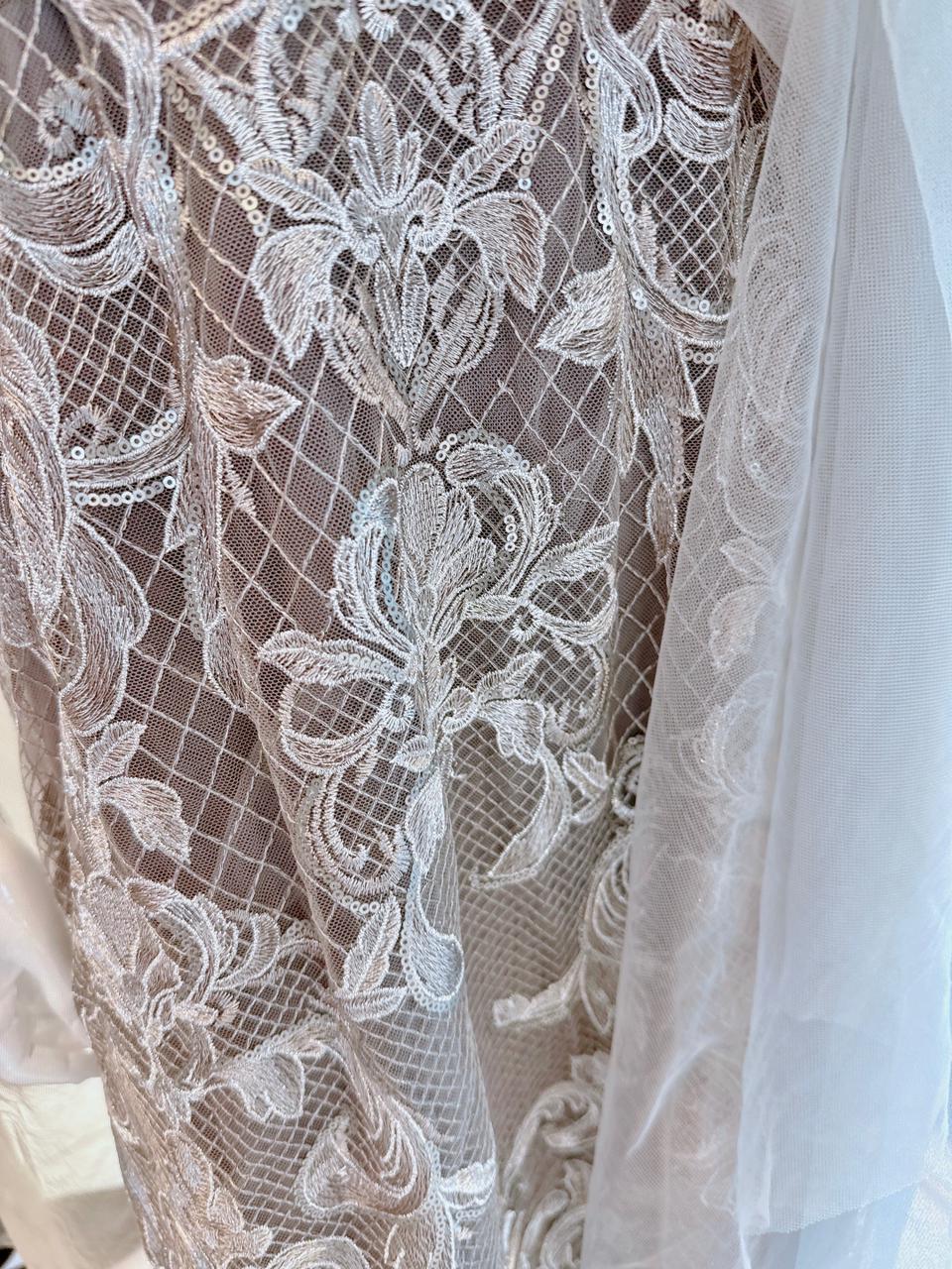 GREY TULLE HALTERNECK GOWN
