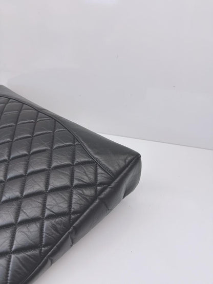 BLACK LAMBSKIN LEATHER LARGE CHANEL 31 SHOPPING BAG GOLD HARDWARE