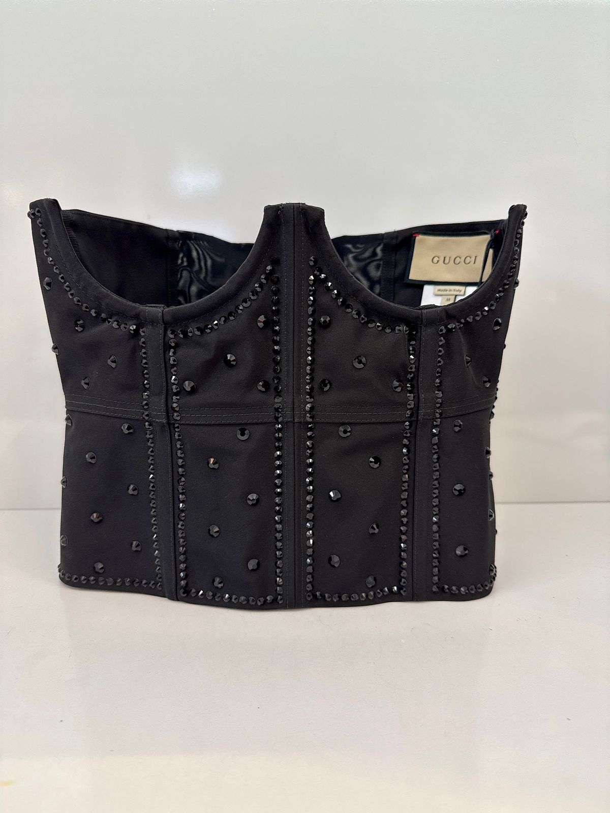 BLACK SEQUIN EMBROIDERED CORSET TOP M