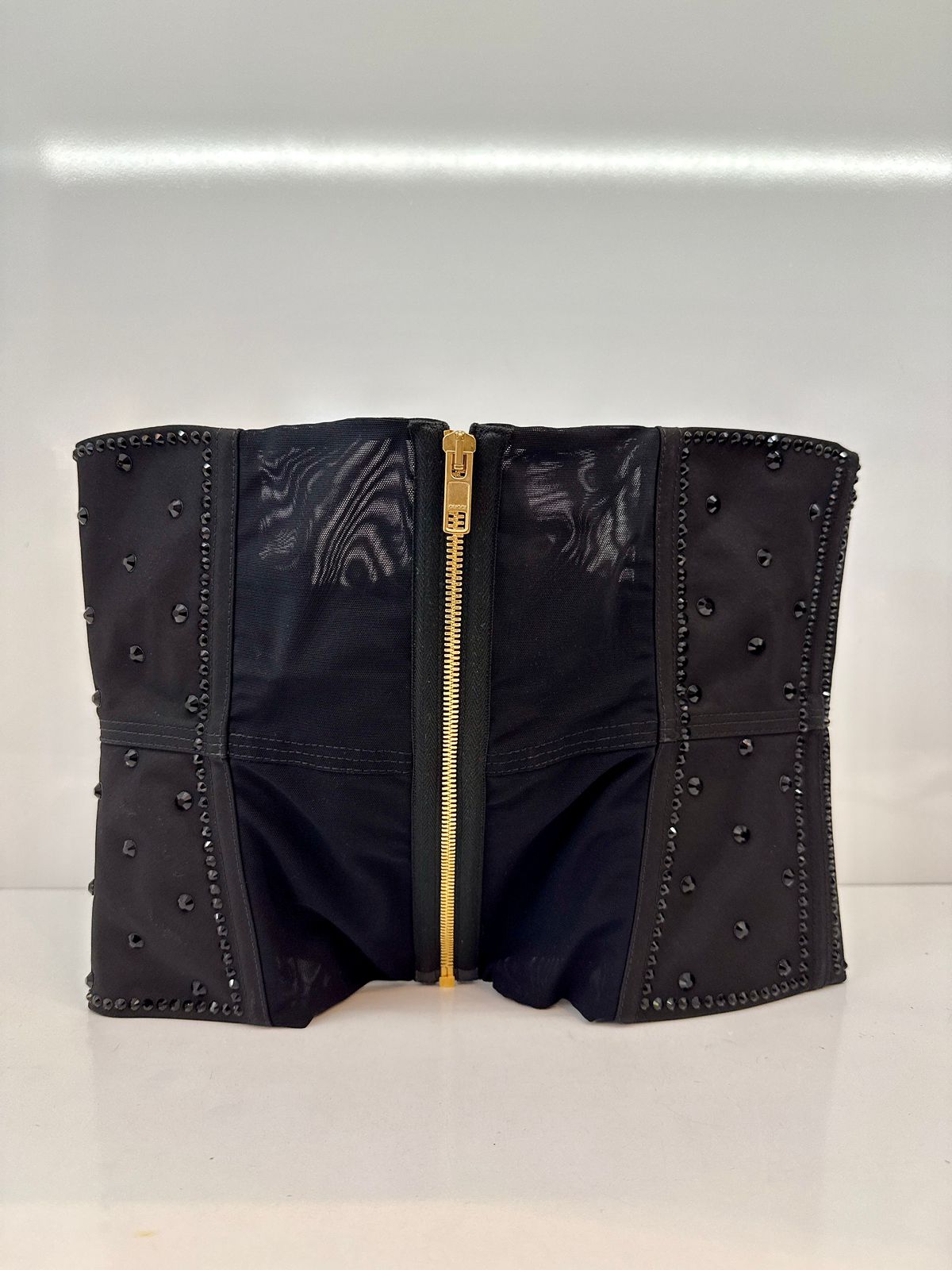 BLACK SEQUIN EMBROIDERED CORSET TOP M