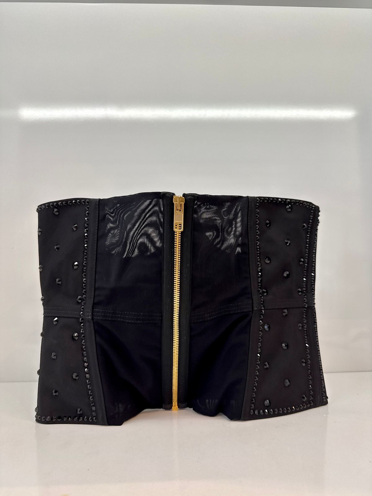 BLACK SEQUIN EMBROIDERED CORSET TOP M