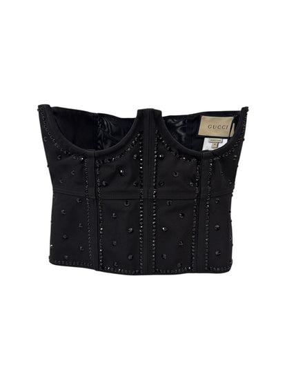 BLACK SEQUIN EMBROIDERED CORSET TOP M