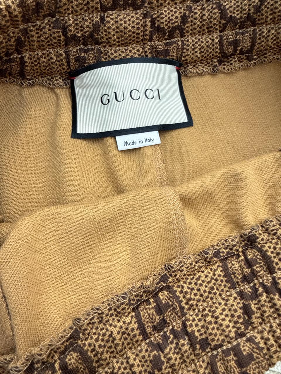 BROWN GG MONOGRAM TECHNICAL JERSEY TRACK PANTS L
