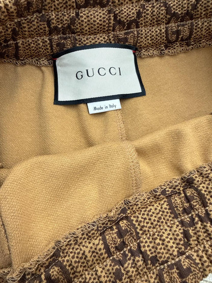 BROWN GG MONOGRAM TECHNICAL JERSEY TRACK PANTS L