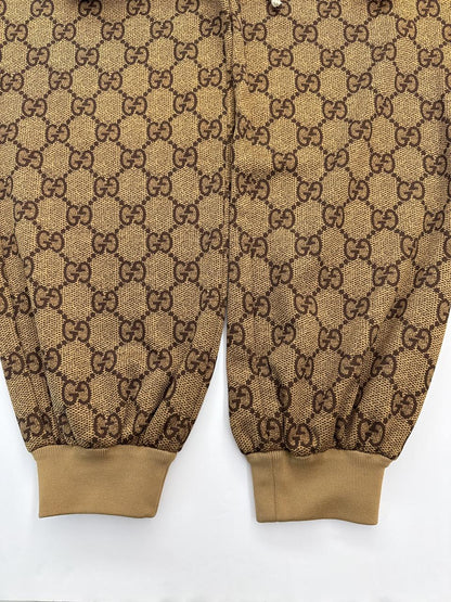 BROWN GG MONOGRAM TECHNICAL JERSEY TRACK PANTS L