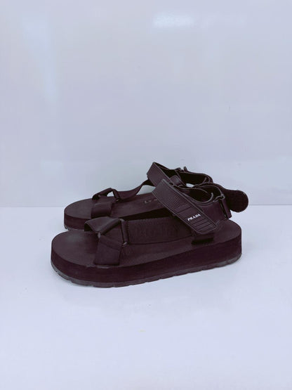 BLACK VELCRO STRAP SANDALS 38