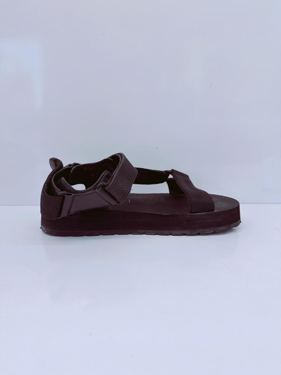BLACK VELCRO STRAP SANDALS 38