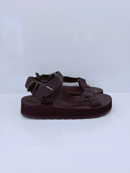BLACK VELCRO STRAP SANDALS 38