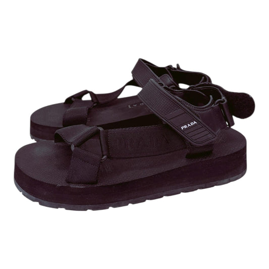 BLACK VELCRO STRAP SANDALS 38
