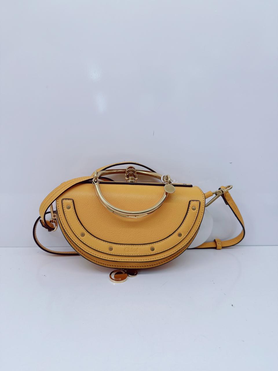 DARK OCHRE CALFSKIN LEATHER SMALL NILE BRACELET MINAUDIERE BAG