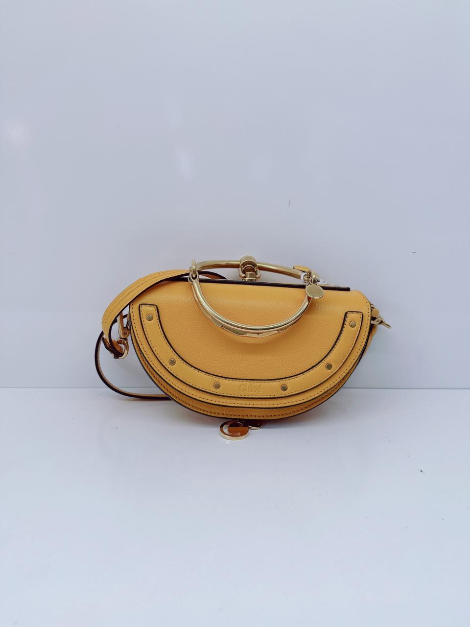 DARK OCHRE CALFSKIN LEATHER SMALL NILE BRACELET MINAUDIERE BAG