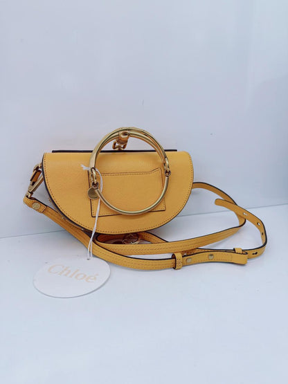 DARK OCHRE CALFSKIN LEATHER SMALL NILE BRACELET MINAUDIERE BAG