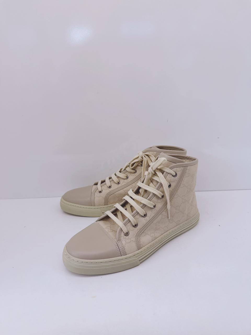 OFF WHITE GG CANVAS AND LEATHER LACEUP HIGH TOP SNEAKERS 41