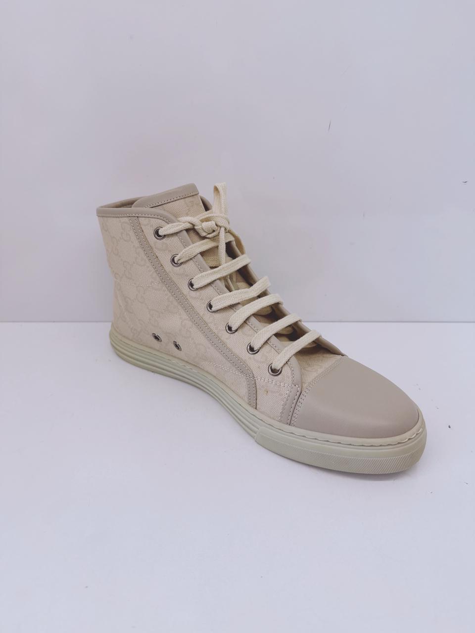 OFF WHITE GG CANVAS AND LEATHER LACEUP HIGH TOP SNEAKERS 41