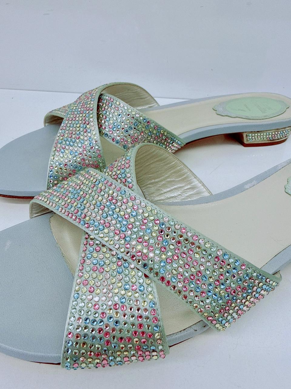 MULTICOLOR STONES SANDALS 38