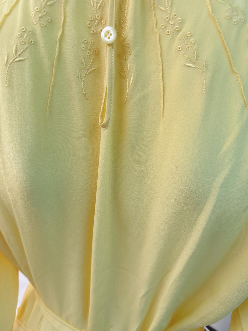 YELLOW LONG SLEEVES SILK MIDI DRESS 44