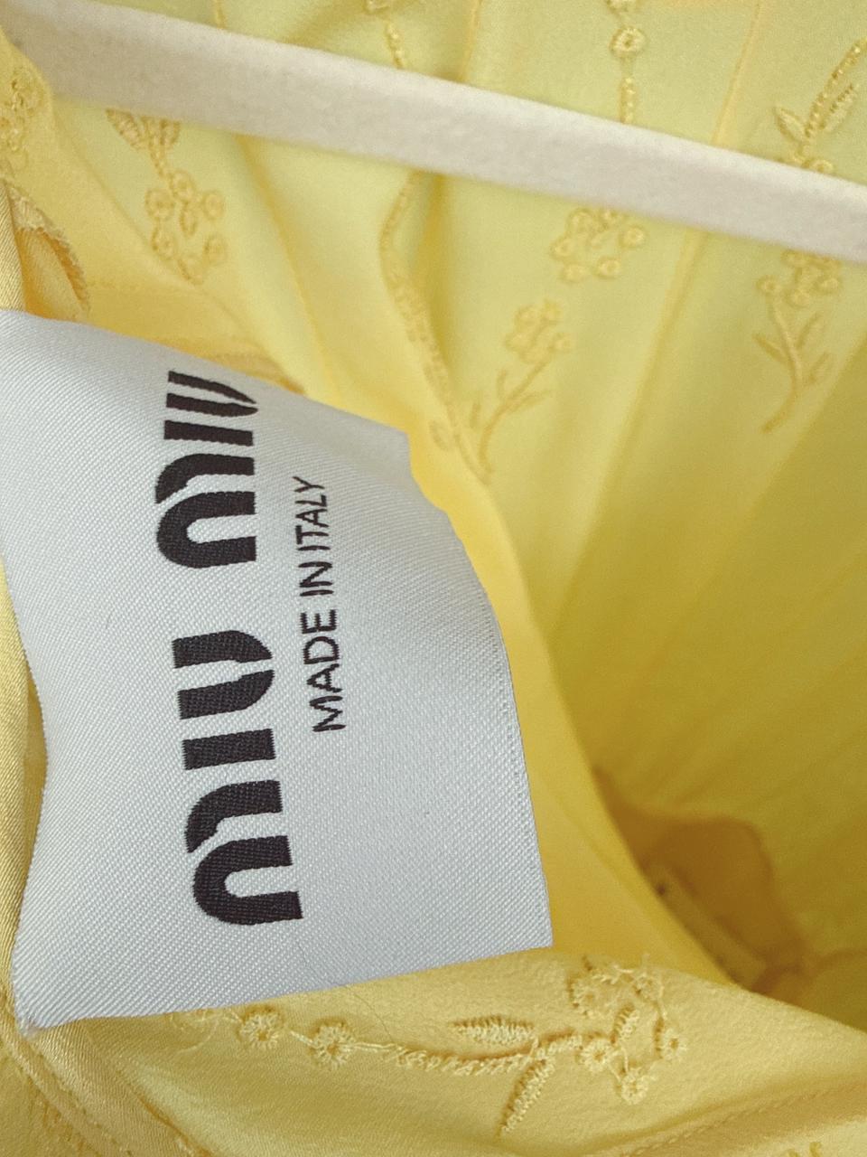 YELLOW LONG SLEEVES SILK MIDI DRESS 44