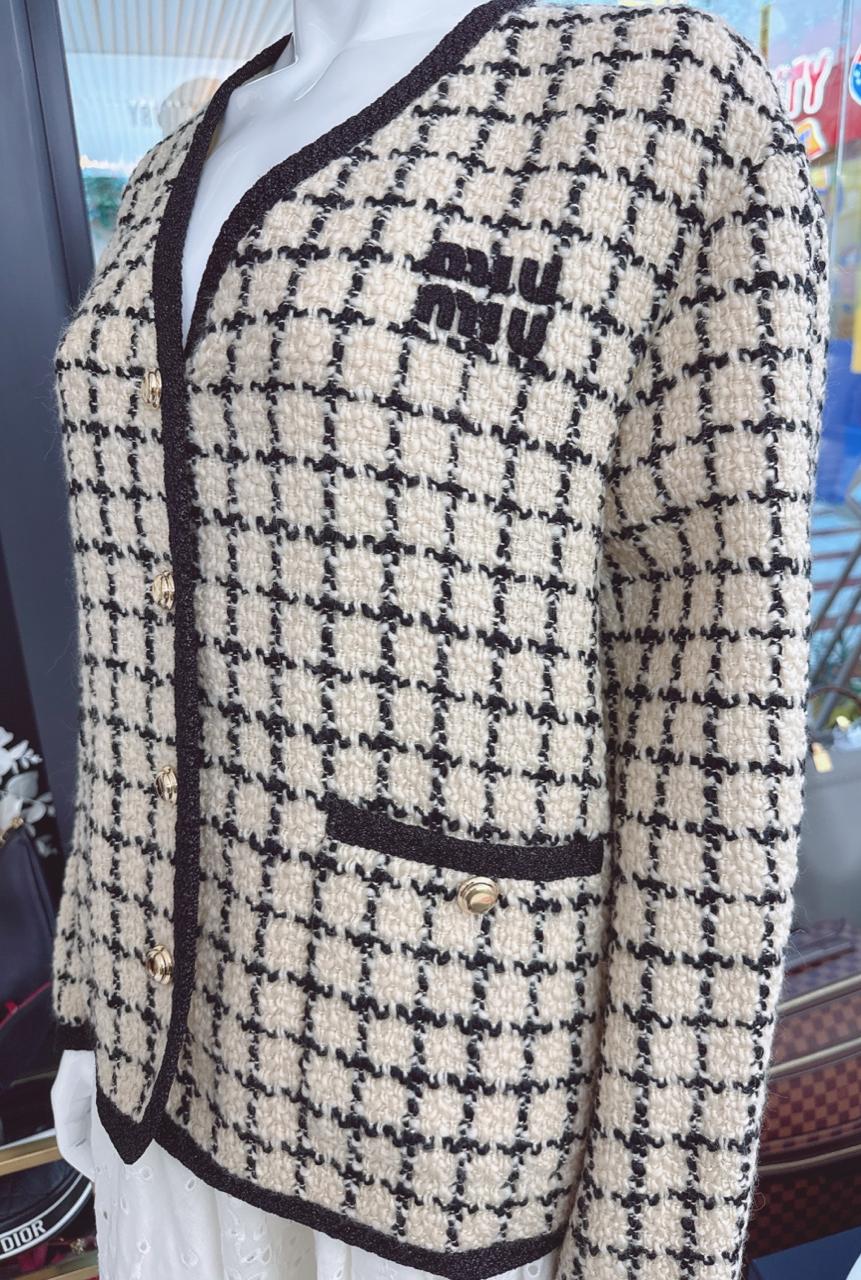 BOUCLE JERSEY SINGLE BREASTED JACKET 40