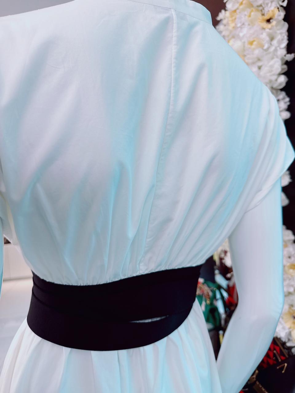 WHITE BELTED DRESS 38