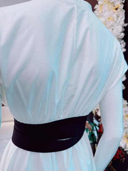 WHITE BELTED DRESS 38