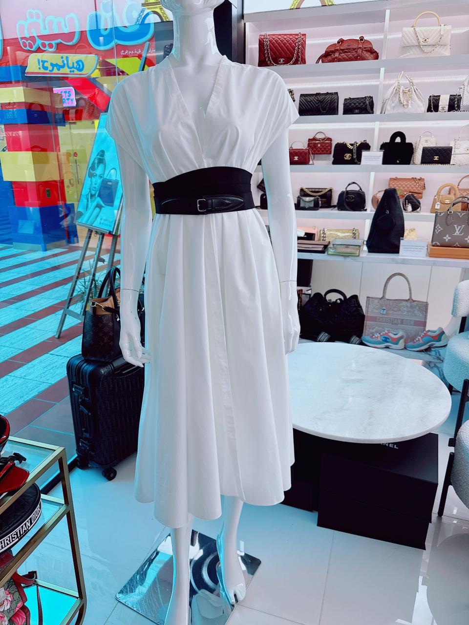 WHITE BELTED DRESS 38