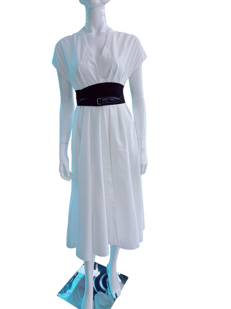 WHITE BELTED DRESS 38