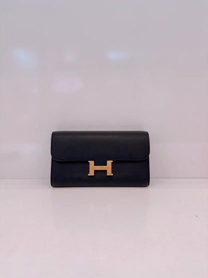 BLACK CONSTANCE TO GO WALLET EPSOM LEATHER GOLD HARDWARE