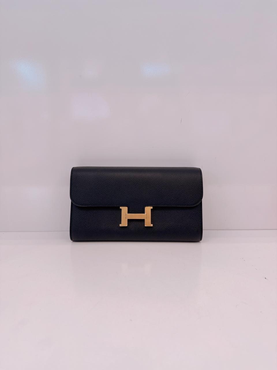 BLACK CONSTANCE TO GO WALLET EPSOM LEATHER GOLD HARDWARE