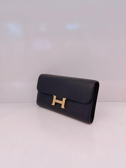 BLACK CONSTANCE TO GO WALLET EPSOM LEATHER GOLD HARDWARE
