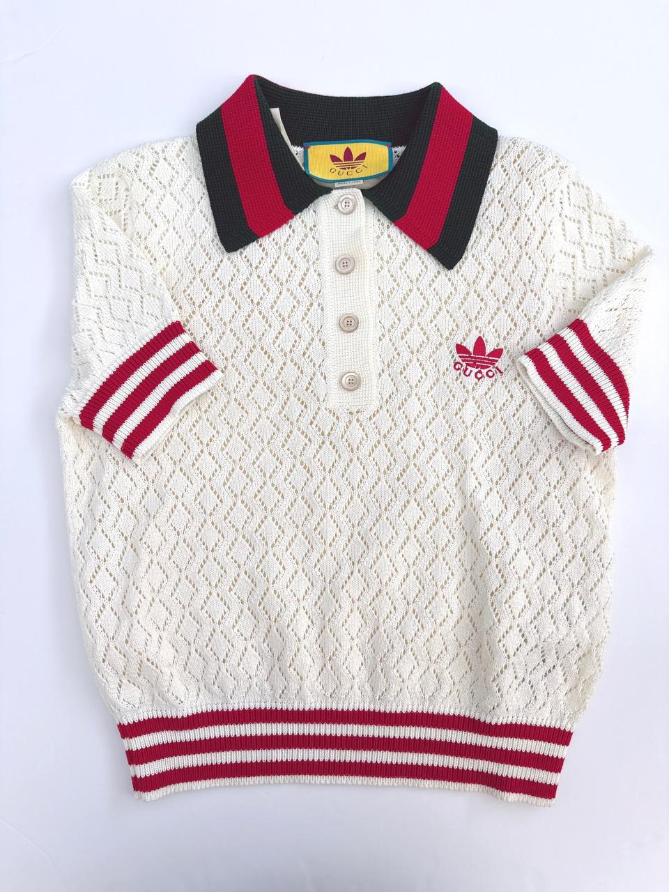 X ADIDAS WHITE COTTON KNIT POLO SHIRT XS