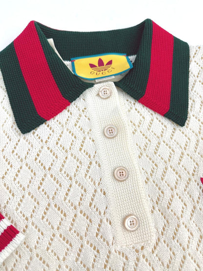 X ADIDAS WHITE COTTON KNIT POLO SHIRT XS
