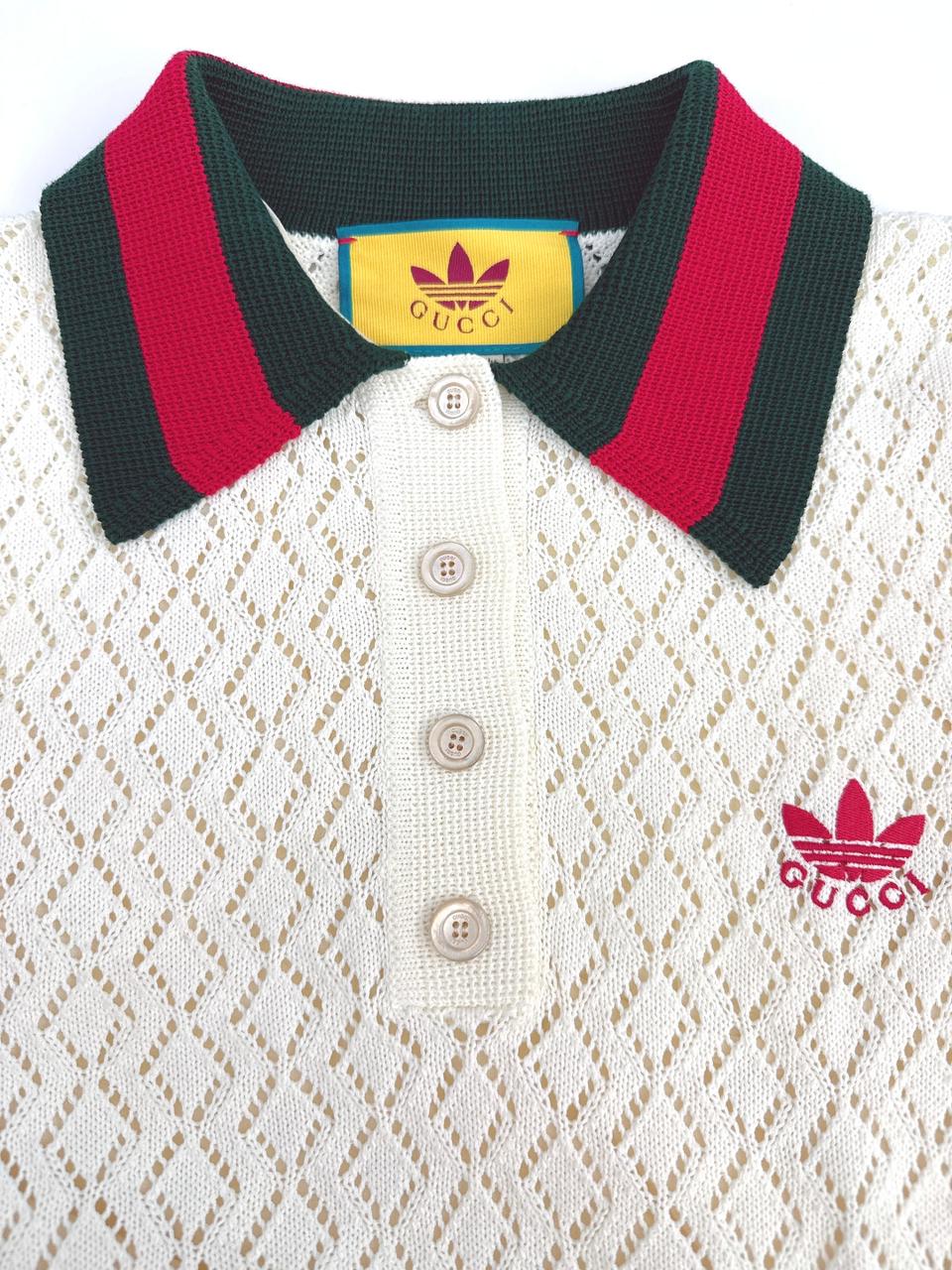 X ADIDAS WHITE COTTON KNIT POLO SHIRT XS
