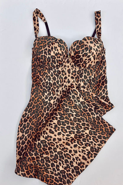 LEOPARD PRINT BUSTIER ALLOVER STRETCH DRESS 12
