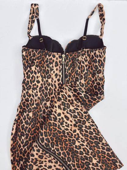 LEOPARD PRINT BUSTIER ALLOVER STRETCH DRESS 12