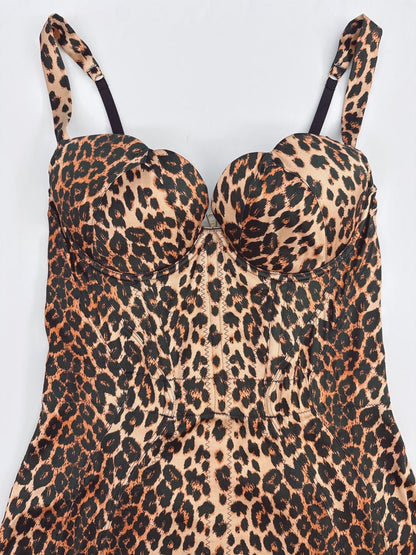 LEOPARD PRINT BUSTIER ALLOVER STRETCH DRESS 12