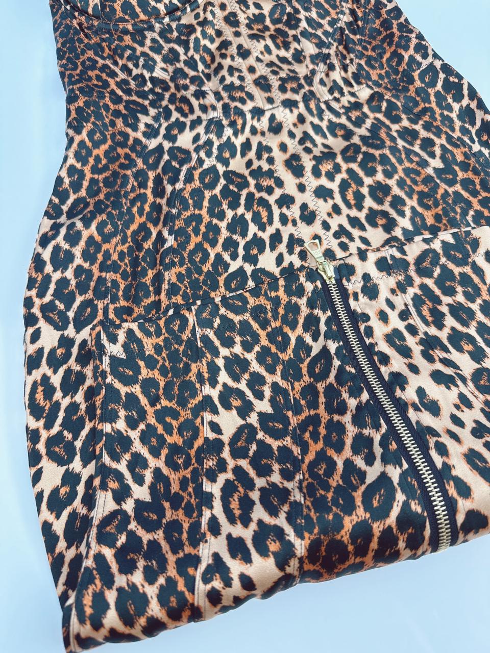 LEOPARD PRINT BUSTIER ALLOVER STRETCH DRESS 12