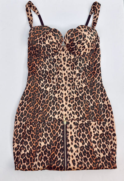 LEOPARD PRINT BUSTIER ALLOVER STRETCH DRESS 12