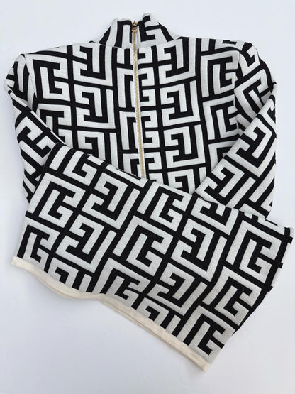 MONOGRAM KNIT LONGSLEEVES DRESS 36