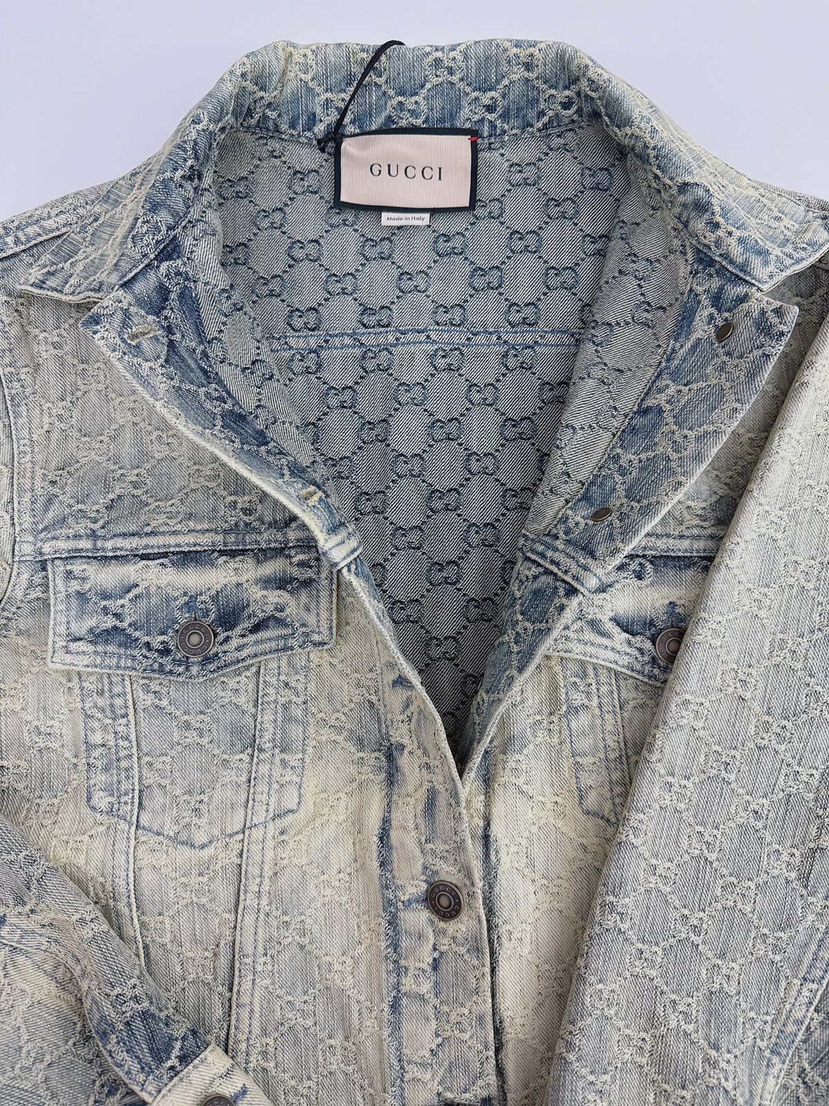 WASHED GG JACQUARD  DENIM JACKET 38