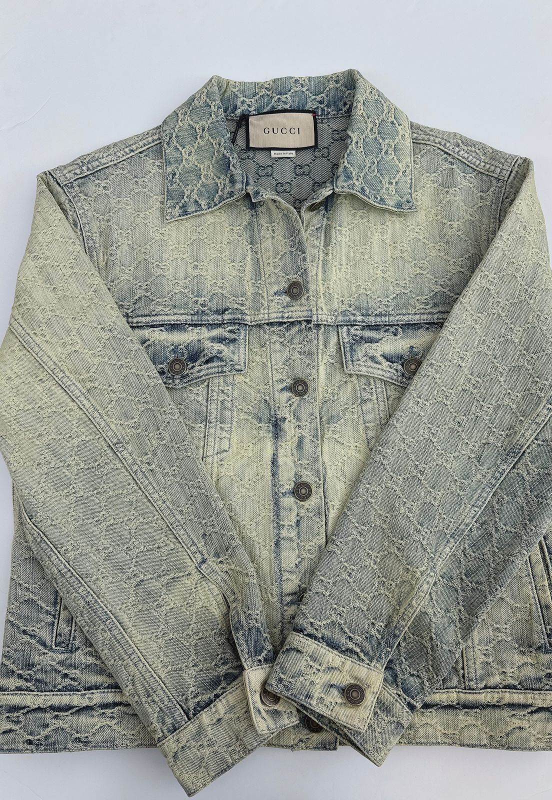 WASHED GG JACQUARD  DENIM JACKET 38
