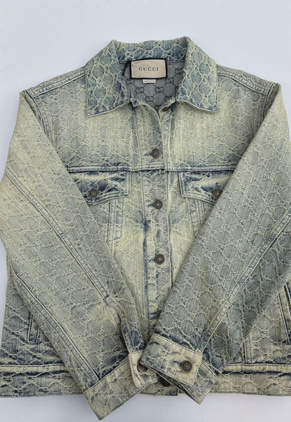 WASHED GG JACQUARD  DENIM JACKET 38