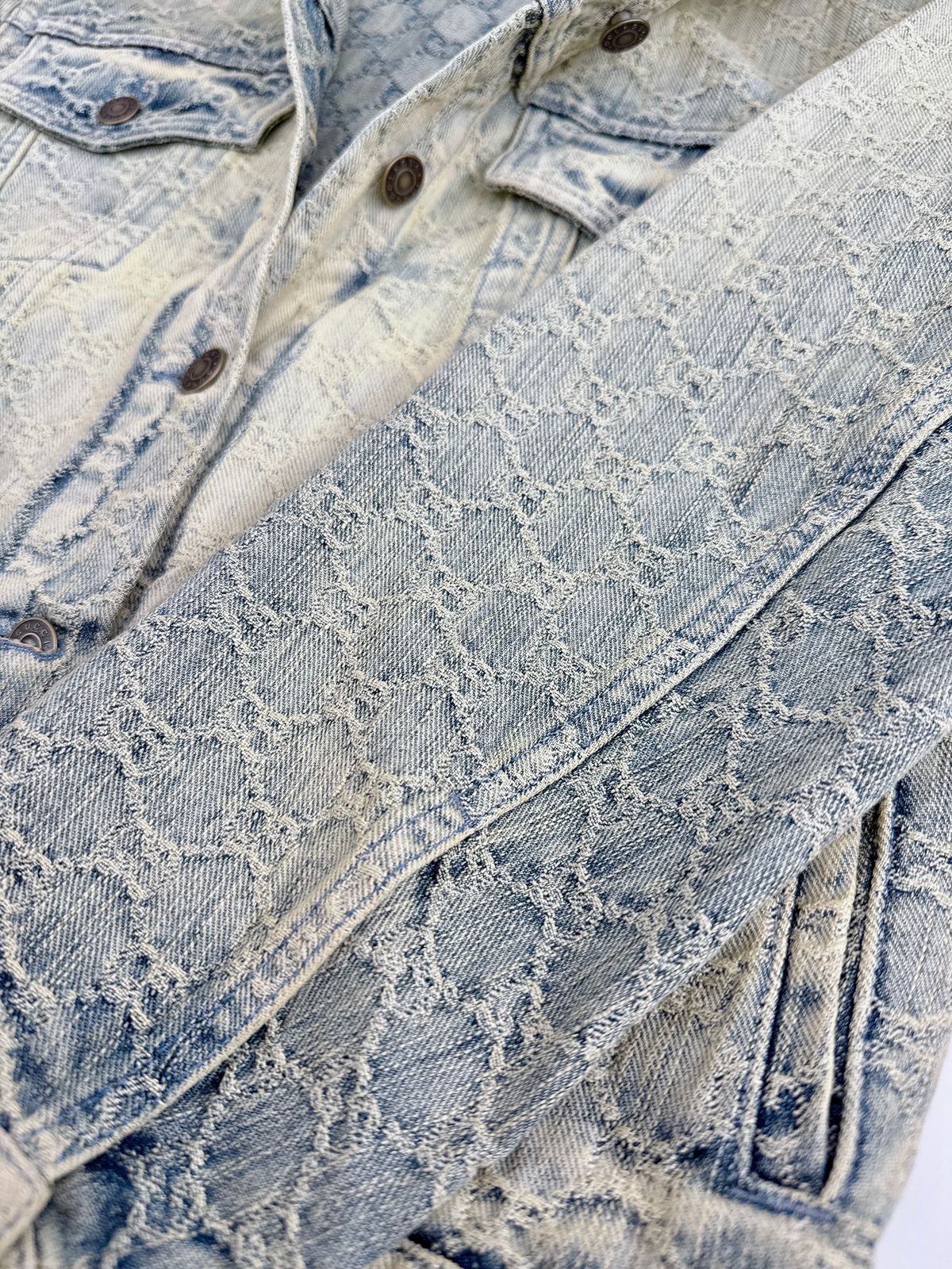 WASHED GG JACQUARD  DENIM JACKET 38