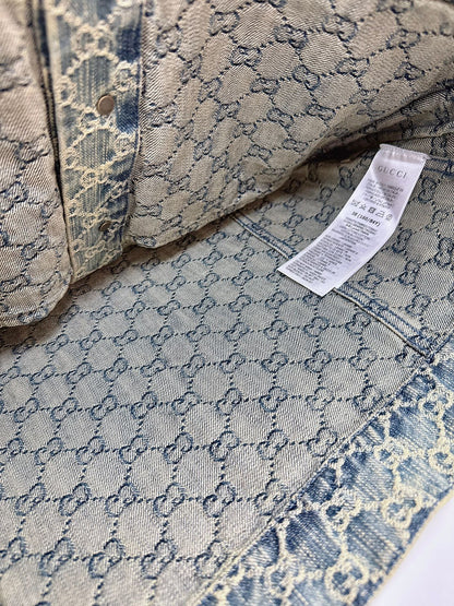 WASHED GG JACQUARD  DENIM JACKET 38