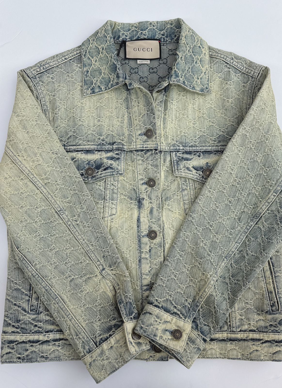 WASHED GG JACQUARD  DENIM JACKET 38