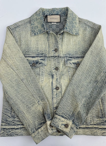 WASHED GG JACQUARD  DENIM JACKET 38