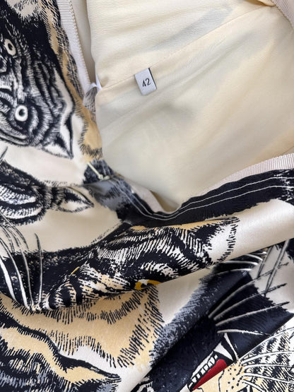 TIGER FACE PRINT SABLE SHIRT AND SKIRT SET 40/42