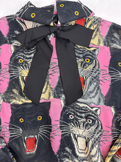 TIGER FACE PRINT SABLE SHIRT AND SKIRT SET 40/42