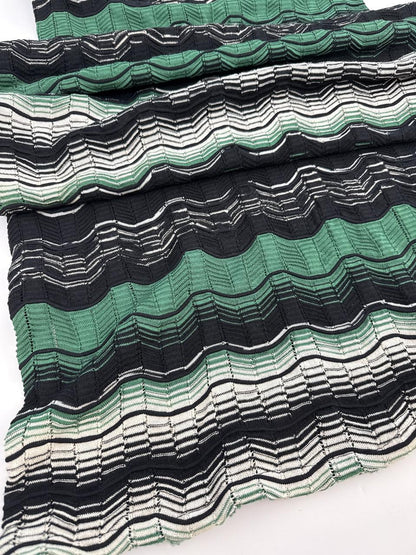 GREEN MULTI LONG SLEEVE CROCHET RIPPLE KNIT DRESS 40
