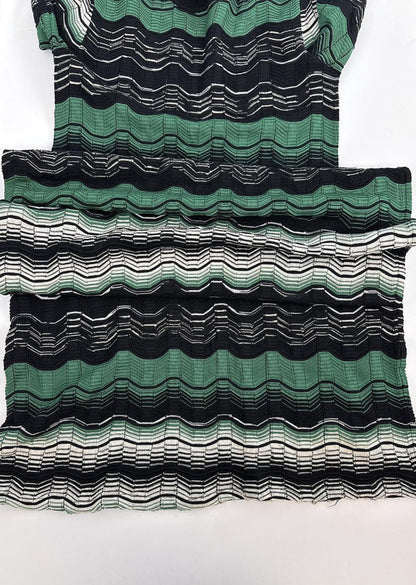 GREEN MULTI LONG SLEEVE CROCHET RIPPLE KNIT DRESS 40